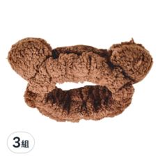 KOUJI 叩吉好物 小熊洗臉髮帶 S04 咖啡色髮帶 2入組, S04咖啡色, 3組
