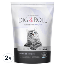 디그앤롤 핑크젤리 에어솔루션 고양이 모래 무향, 7.5kg, 2개