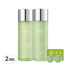 김정문알로에 모이스트 카밍 토너 +에멀젼 130ml 2p + 2x크림 3.5g + 클렌져2ml 3p, 2세트