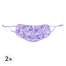 구리원사 2단 T3 꽃무늬 햇빛차단 마스크 24 x 12.5 cm, 1개입, 2개, 퍼플
