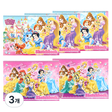디즈니 프린세스 여아용 매수 많은 스케치북 5p 랜덤 발송, 345 x 250 mm, 14매, 3개