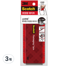 스카치 휴대용 포장용 박스 테이프 48mm x 7m, 3개, 투명