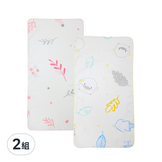 PiYOPiYO 黃色小鴨 雙層水洗印花澡巾 Set 2條, 100%棉, 柔軟親膚, 吸汗透氣快乾, 粉 花朵 + 小鴨版, 2入, 2組