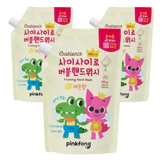 베비언스 핑크퐁 버블핸드워시 대용량 캡 리필 레몬향, 450ml, 3개