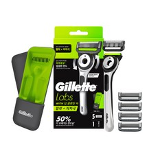 질레트랩스 딥클렌징바 샤프 화이트 에디션 면도기 세트, 면도기 + 면도날 5p + 트래블케이스, 1세트