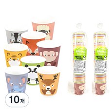 이지앤 동물 종이컵 184ml, 50개, 10세트