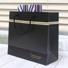 에이비엠코리아 골드리본 쇼핑백 5p, 혼합 색상, 1세트, 대(30 x 12 x 27 cm)