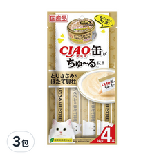 INABA CIAO 啾嚕 旨定系列 肉泥, 綠茶消臭配方, 日本原裝進口, 雞肉 + 干貝口味, 56g, 3包