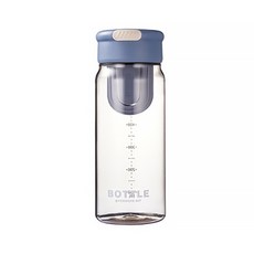 刻度茶隔水壺 艾特大口杯 粉藍 650ml, 1入