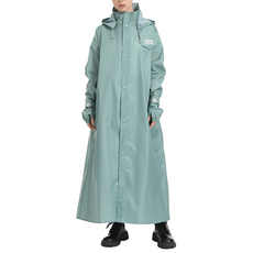 Fairrain 三度空間立體背包型連身式雨衣, 時尚色調, 輕量材質, 可調式魔鬼氈設計, 防水袖套, 拉鍊防水內層, 羅勒綠, 3XL