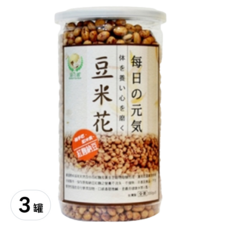 Global Garden 盛花園 豆米花 紅麴納豆, 百分百紅麴加黃金豆穀物發酵, 低溫真空烘培, 口感香脆微鹹, 非基因食品不含動物性脂肪, 330g, 3罐