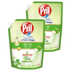 프릴 시크릿 오브 맑은식초 상쾌한 사과향 주방세제 파우치, 1L, 2개 1L, 2개