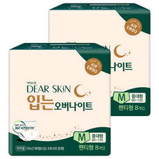 DEAR SKIN 透氣壓紋褲型夜用衛生棉, M(80~105cm), 8片, 2包