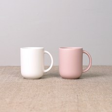 보울보울 레트로라인 핸들머그 360ml, 밀크화이트+파우더핑크, 2개
