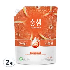 순샘 구연산 자몽 주방세제 리필, 1.4L, 2개