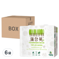 蒲公英 環保抽取衛生紙, 100%再生紙漿製造, 100抽x72入, 6袋, 100張, 12包