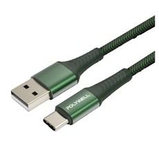 POLYWELL 寶利威爾 USB-Type-C 公對公編織充電線, 1m, 綠色, 1條