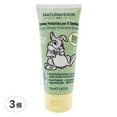 NATURAVERDE 桑普兔寶貝洋甘菊舒敏護膚膏 100ml, 專為嬰兒更換尿布設計, 添加有機燕麥萃取, 通過歐盟ICEA有機認證, 3條