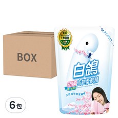 白鴿 防蹣衣物柔軟精 補充包 Set 6, 富士櫻清香, 1.8kg, 6包