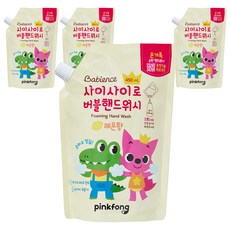 베비언스 핑크퐁 버블핸드워시 대용량 캡 리필 레몬향, 450ml, 4개