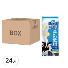福樂 高鈣低脂牛乳, 24入, 獨家配方, 幫助補充鈣質, 含有牛奶鈣和維生素D3, 營養豐富, 補鈣的理想選擇, 200ml