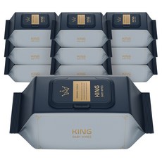 킹물티슈 더 도톰한 골드블루 저자극 엠보싱 아기물티슈 캡형, 86g, 70매, 10개 70매, 10팩