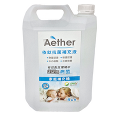 Aether 依鈦抗菌專家 居家防護抗菌補充液 家庭補充桶 4公升 有效對抗環境中99%病菌 不含酒精, 4L, 1桶