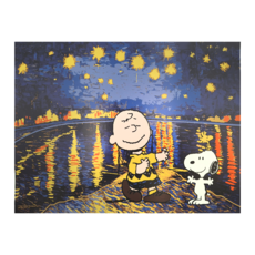 SNOOPY 史努比 大師鉅作A3海報 隆河上星夜