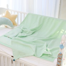 화모 소프트 3중직 거즈 앤 매쉬 신생아 프리미미엄 하이포라 방수 패드 + 이불 + 숯 좁쌀 베개 세트, 민트