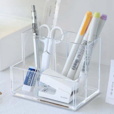透明質感壓克力收納筆筒/刷具桶/玩具收納, 11.8X6.3X9.5 cm (二格) / 13X 8.5X9.5 cm (三格), 1個
