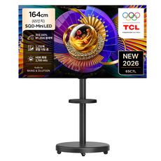 TCL 4K UHD Mini LED SQD Google TV + 대형 무빙 스탠드 블랙 세트, 65C7L(TV), MSD58B(스탠드), 방문설치, 이동형 스탠드, 164cm(65인치)