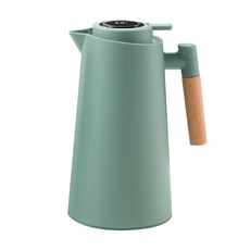 理享家 真空玻璃內膽 溫度顯示 大容量保溫瓶 AS176-4，嫩綠青，1L，一鍵出水, 1個