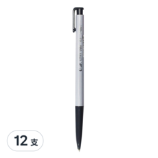 O.B. 歐布德 自動原子筆, 0.5mm碳化鎢筆珠, 好握好寫, 書寫容易, 按壓設計方便收納, 黑, 12支