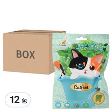 Catfeet 呼嚕最愛 薄荷化毛潔牙餡餅, 海鮮口味, 潔牙化毛, 60g, 12包箱裝, 海鮮, 12包