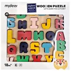 mideer 木質積木拼圖 MD-3307, 字母, 1盒