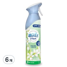 페브리즈 에어 실내 탈취제 화이트 페어 앤 베르가못 본품, 165g, 6개