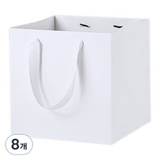 마켓감성 컬러 와이드 정사각 쇼핑백 대, 화이트, 8개 화이트, 12개