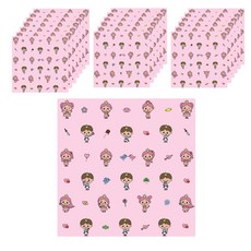 공주왕자 키즈 포장지, 베이비핑크, 20개