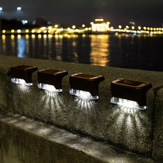 Luaz 明亮的太陽能LED階梯燈戶外花園燈 4入, 白色