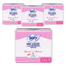 쏘피 바디피트 볼록맞춤 생리대 날개형, 중형, 16개입, 4개