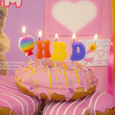 your Candle 字母派對蠟燭HBD原創 5件組, 混合顏色, 3套