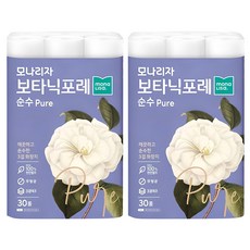 모나리자 보타닉포레 순수 천연펄프 3겹 데코 고급롤화장지, 27m, 30개입, 2개 30롤, 2개