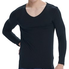 CottonRepublic 棉花共和國 HEATPLUS 男款 肌暖男V領長袖衫, M, 黑色