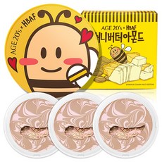 에이지투웨니스 허니버터 아몬드 에디션 에센스 커버팩트 케이스 + 리필 12.5g x 3p, 21호 핑크 라떼, 1세트