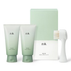 한율 어린쑥 진정 맑은 클렌징 폼 120g x 2p + 모공 클렌징 브러쉬 세트, 1세트