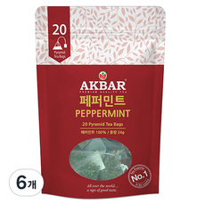 아크바 페퍼민트 허브티 피라밋 티백, 1.2g, 20개입, 6개