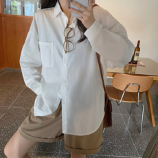 寬鬆素面長袖襯衫