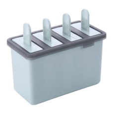 E.dot DIY自製四格冰棒模具, 北歐風冰棒模具, 輕松脫模, 12.5 x 8.5 x 5.7cm, 北歐藍, 1個