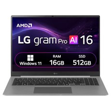 LG전자 2026 그램 AI 16 라이젠 AI 400 시리즈 방문설치, 에어로미늄 실버, 512GB, 16GB, WIN11 Home, 16Z95U-GS50K
