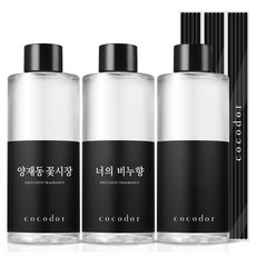코코도르 디퓨저 리필액 + 리드스틱 5p, 베스트향4호(양재동꽃시장+너의비누향+퍼퓸시리즈 랜덤발송), 200ml, 3개